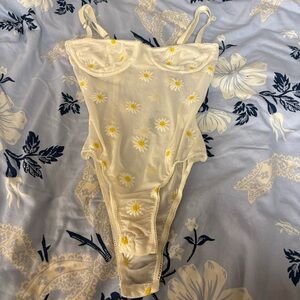 White daisy sheer bodysuit